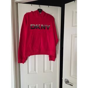 New with Tags DKNY Red Sequin Embellished Hoodie